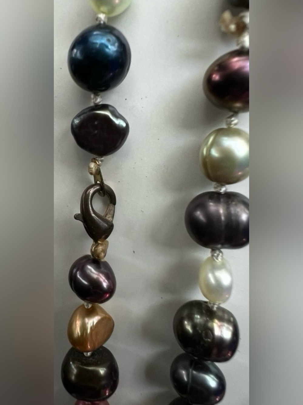 🎁🇨🇦 Hand Knotted Locally Multicolor Pearl Style Necklace Duo• Layered Statement - Picture 3 of 16